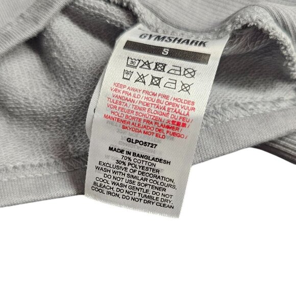 Gymshark Womens Crop Long Sleeve Logo Shirt, Gray, Athletic Crop Top Size Small - Picture 5 of 9